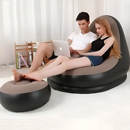 RelaxSeat Opblaasbare Lounge Stoel met Voetensteun – Binnen & Buiten Comfort