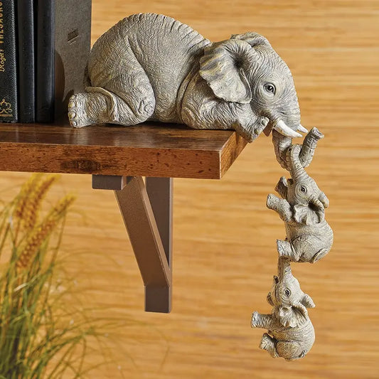 Eleva Decoratieve Olifanten Familie Beeldjes – Set van 3 Interieurdecoratie