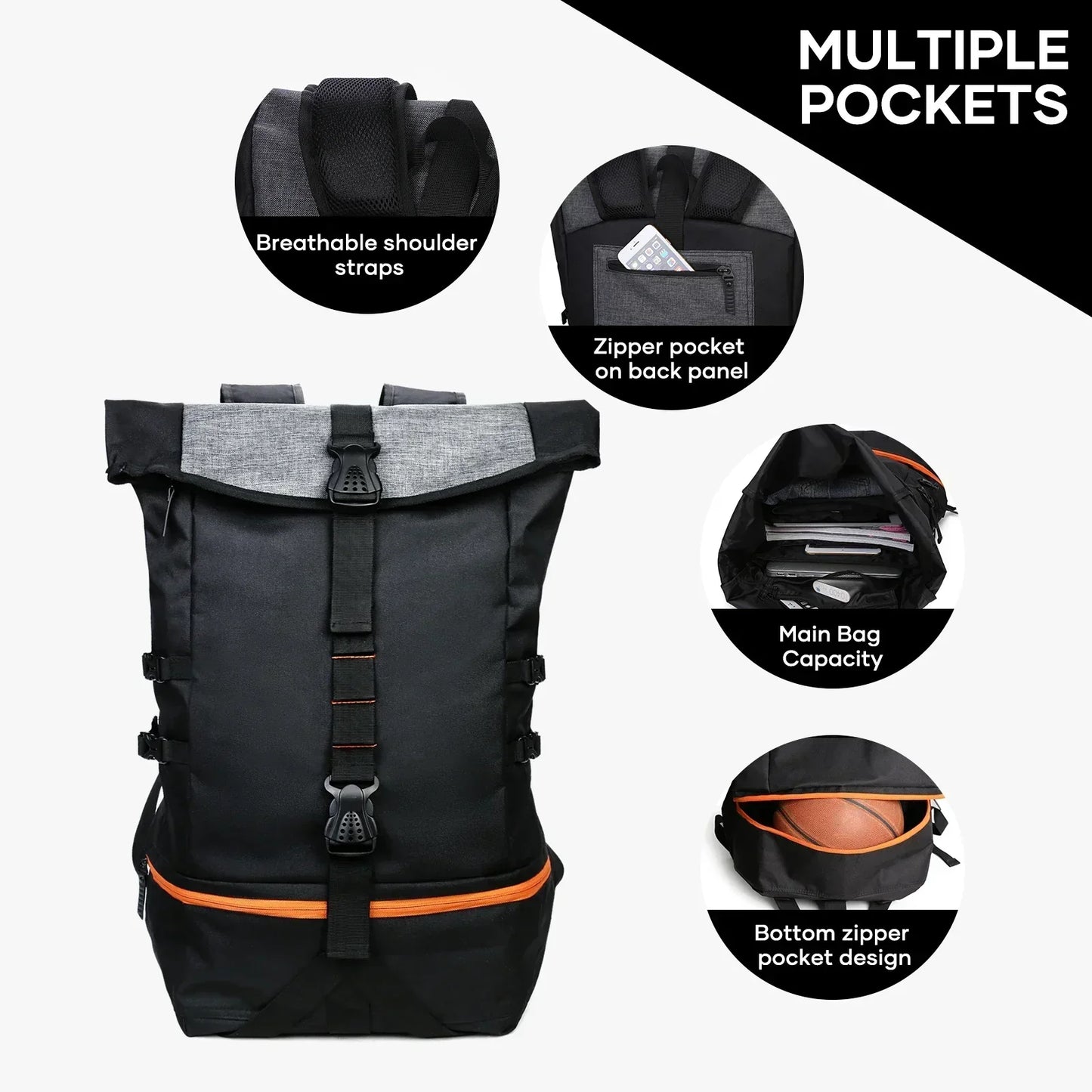 SportGear Rugzak met Ballenvak en Schoenenvak – 35L Softback