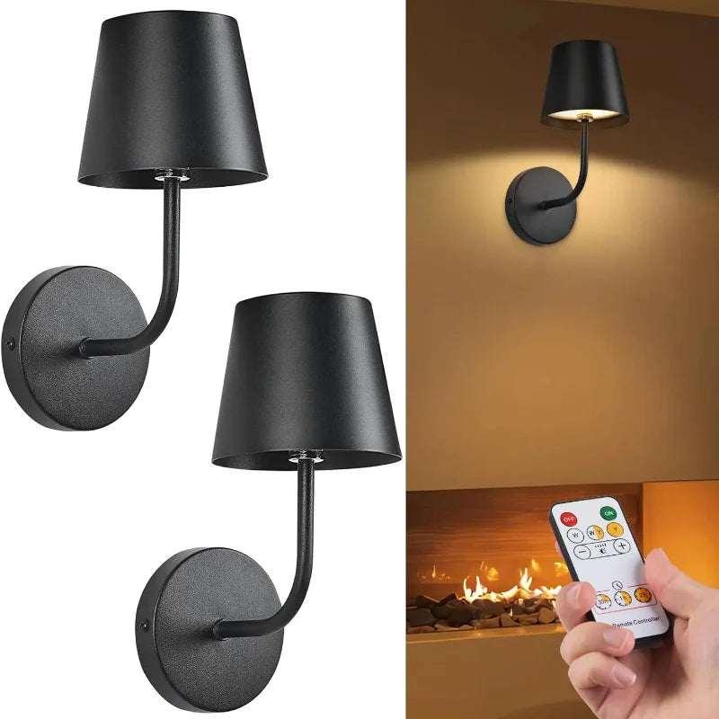 Draadloze Oplaadbare Wandlampen Set 2 Stuks Dimbaar met Afstandsbediening