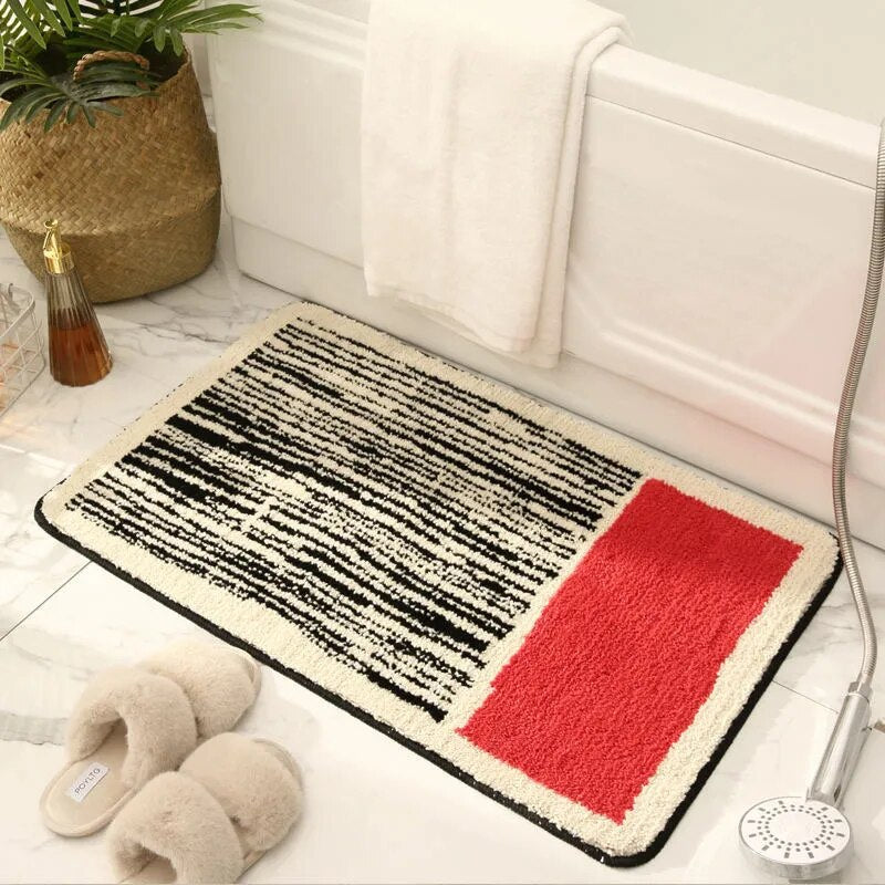 Abstracte antislip badmat met Scandinavisch design