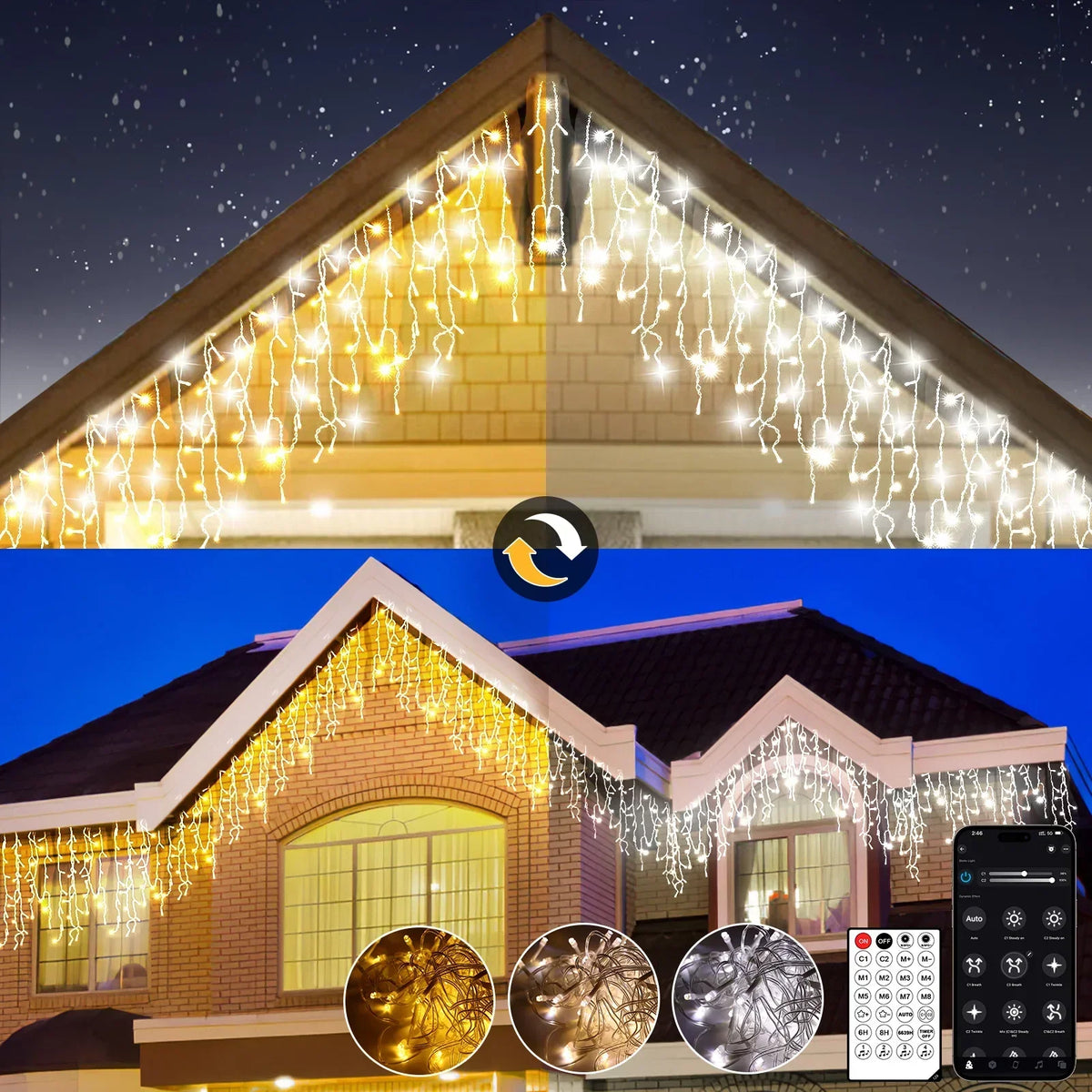 Waterval LED-lichtgordijn met app-bediening - verstelbare lengtes tot 1800 lampjes