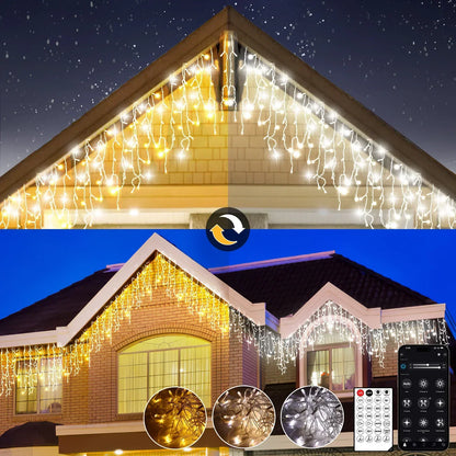Waterval LED-lichtgordijn met app-bediening - verstelbare lengtes tot 1800 lampjes