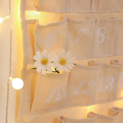 Katoenen Adventskalender met 24 Zakjes – Duurzame & Herbruikbare Kerstdecoratie