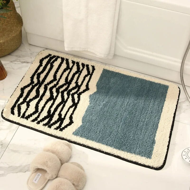 Abstracte antislip badmat met Scandinavisch design