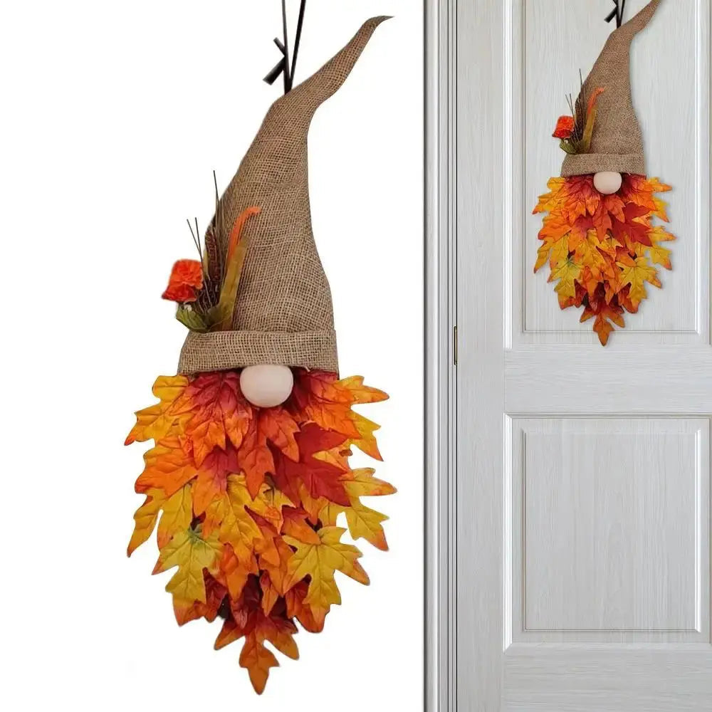MapleCharm Dwerg Deurhanger – Rustieke Houten Sprookjesdecoratie voor Entree & Tuin