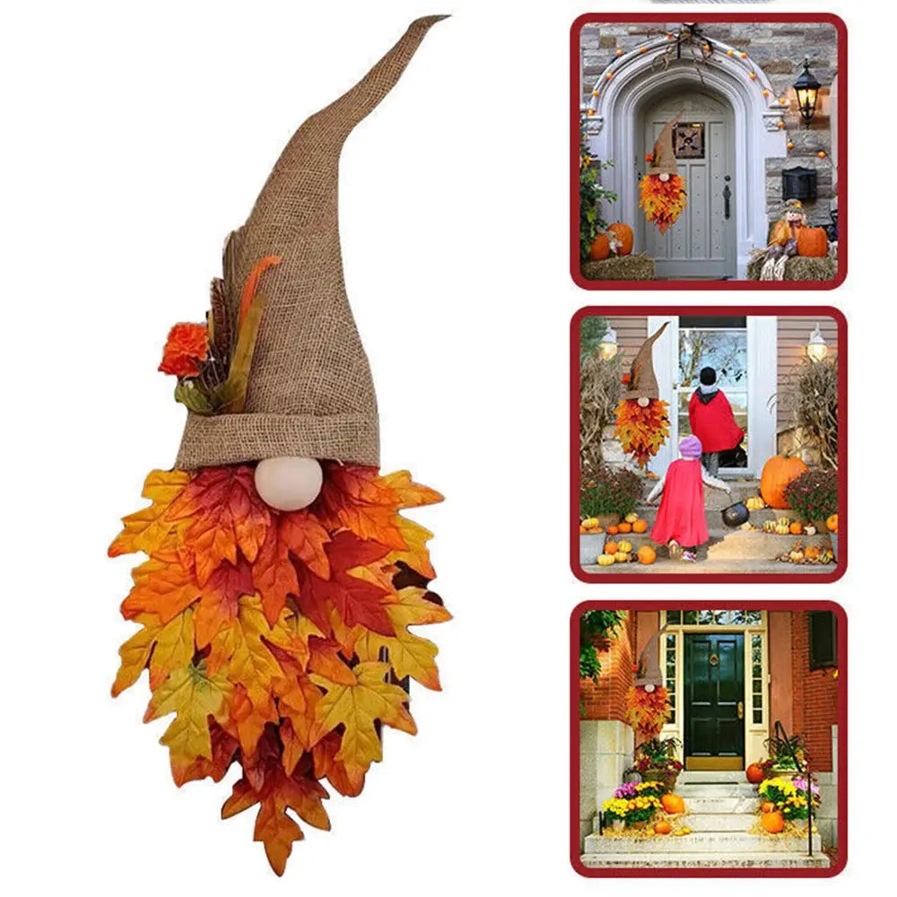 MapleCharm Dwerg Deurhanger – Rustieke Houten Sprookjesdecoratie voor Entree & Tuin