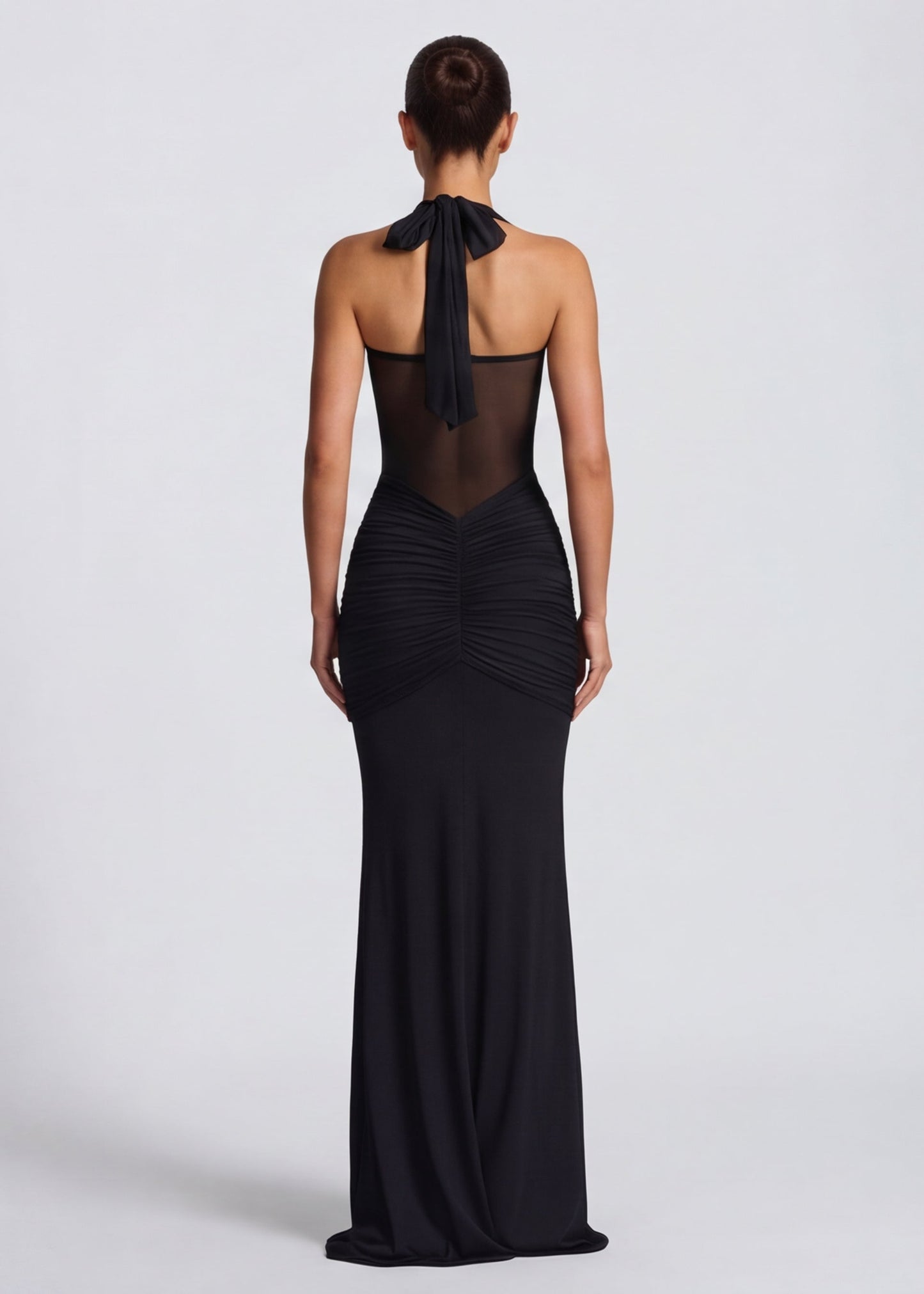 AvondVela Maxi Jurk met Halterhals en Gedrapeerde Taille