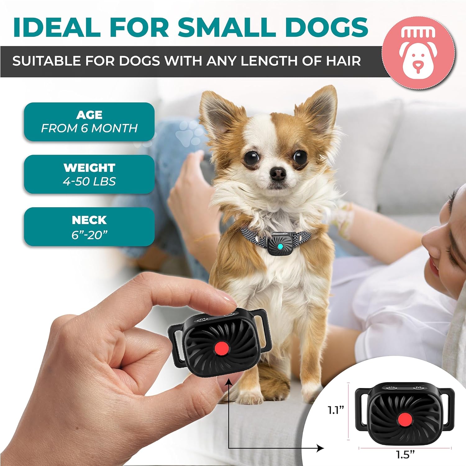 Anti-blafhalsband voor kleine honden