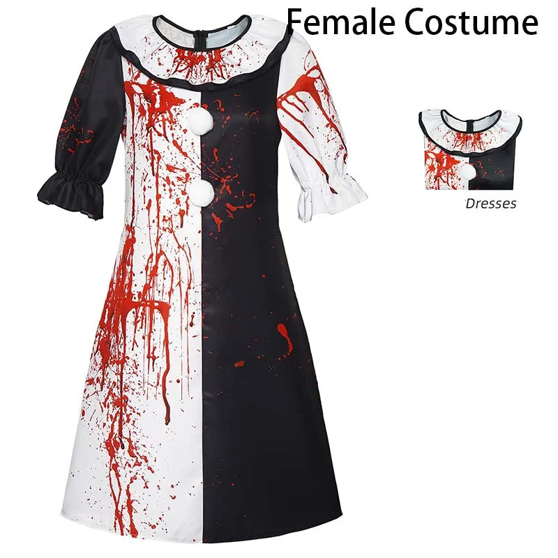 Griezelige Clown Halloween Outfit – Compleet Kostuum voor Mannen en Vrouwen