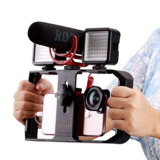 VideoGrip Smartphone Stabilizer – Professionele Filmcage met Cold Shoe Mounts