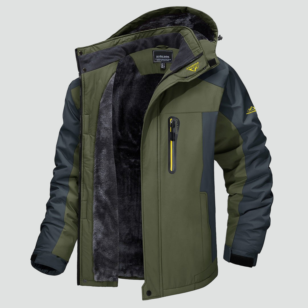 Fleece Gevoerde Winterjas met Waterdichte Bescherming en Capuchon