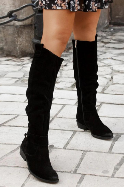 Hoge Dames Suède Laarzen – Elegante Overknee Laarzen met Comfortabele Blokhak