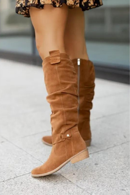 Hoge Dames Suède Laarzen – Elegante Overknee Laarzen met Comfortabele Blokhak