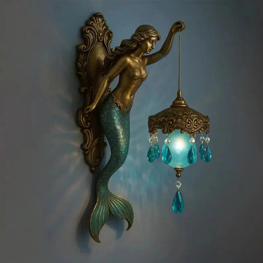 Elegante Barok Zeemeermin Wandlamp – Artistieke Maritieme Wandverlichting voor Sfeervolle Ruimtes
