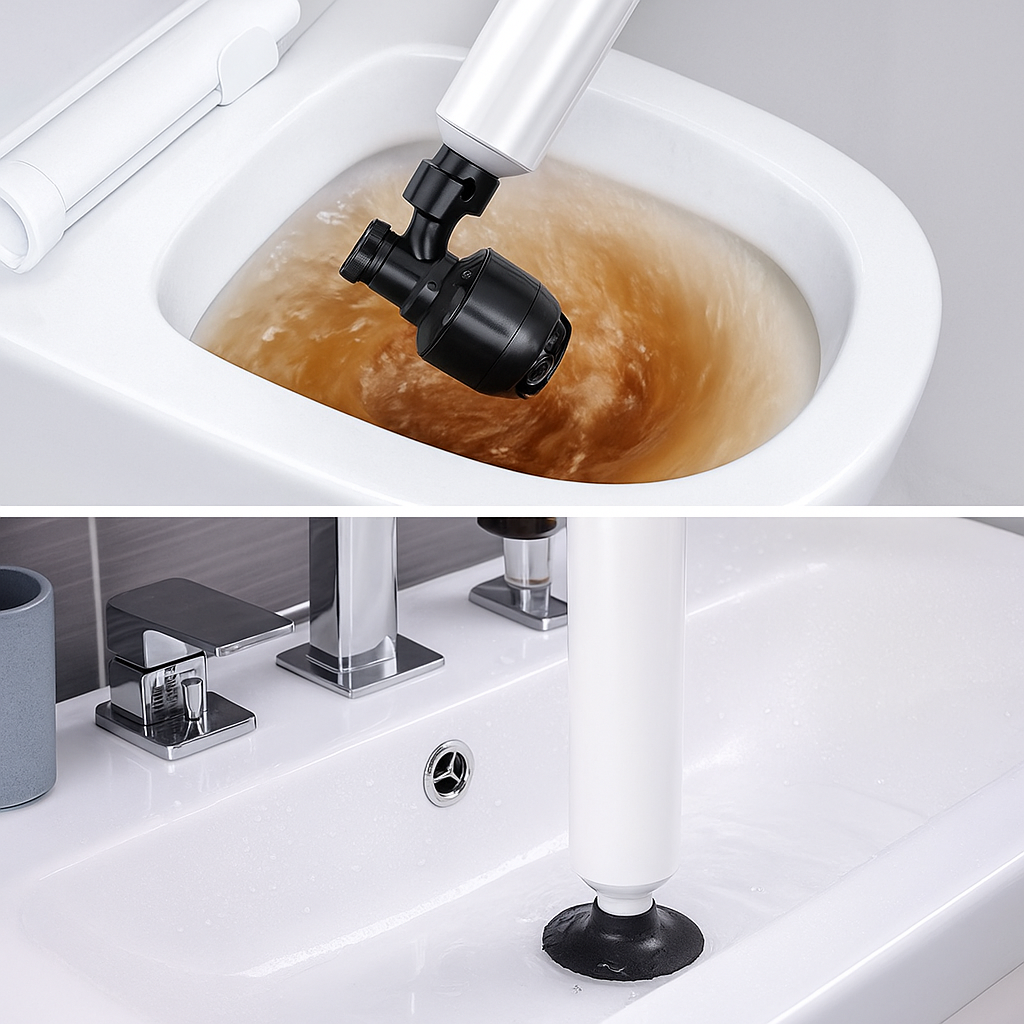 PowerFlush Luchtdruk Ontstopper – Verstelbare Ontstopper voor Toilet en Afvoer