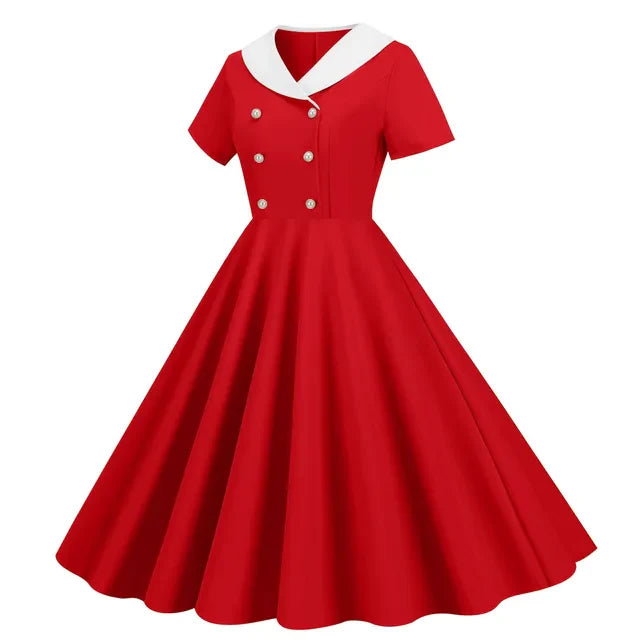 Bloemenmeisje Zomerse Vintage Knopen Grote Zwaai V-hals Jurk