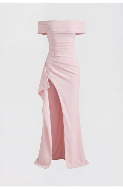 LunaÉtoile Maxi Jurk met Off-Shoulder Halslijn en Hoge Split