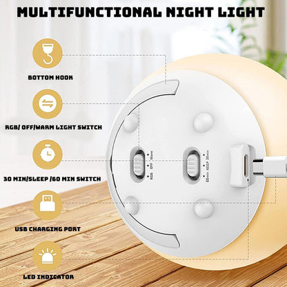 Borstvoedings Nachtlampje | Zachte BPA-vrije Siliconen Aanraak Nachtlamp Oogvriendelijk Traploze Dimmer