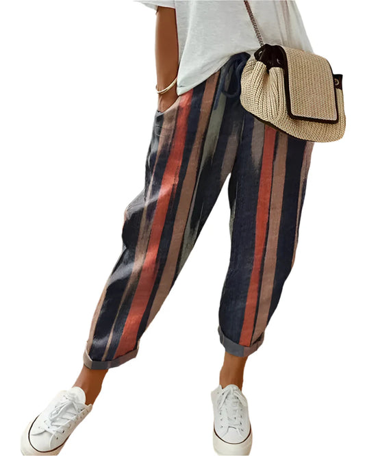 LinnenLook Damesbroek – Stijlvolle Linnen Broek met Elastische Taille