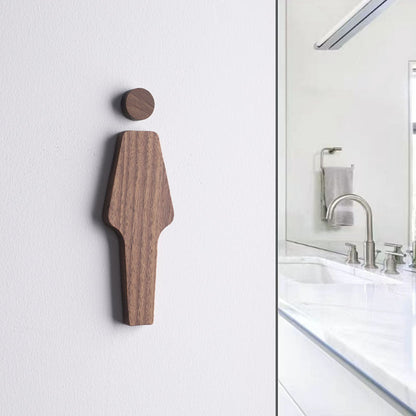 Set Houten Toiletborden van Zwart Walnoot – Heren & Dames – Zelfklevend