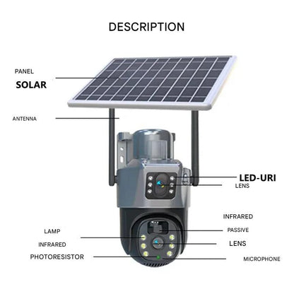 DualGuard Solar 4K – Draadloze 4K Beveiligingscamera met Zonnepaneel en 4G