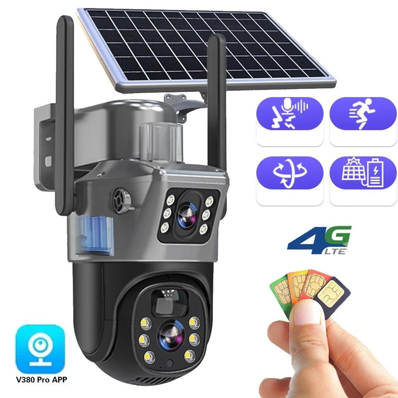 DualGuard Solar 4K – Draadloze 4K Beveiligingscamera met Zonnepaneel en 4G