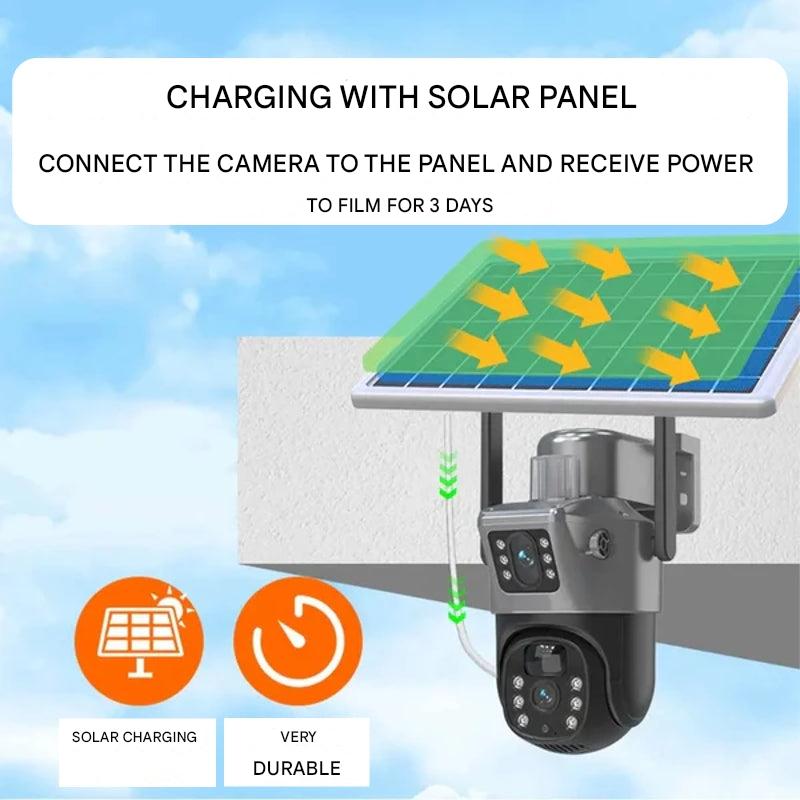 DualGuard Solar 4K – Draadloze 4K Beveiligingscamera met Zonnepaneel en 4G