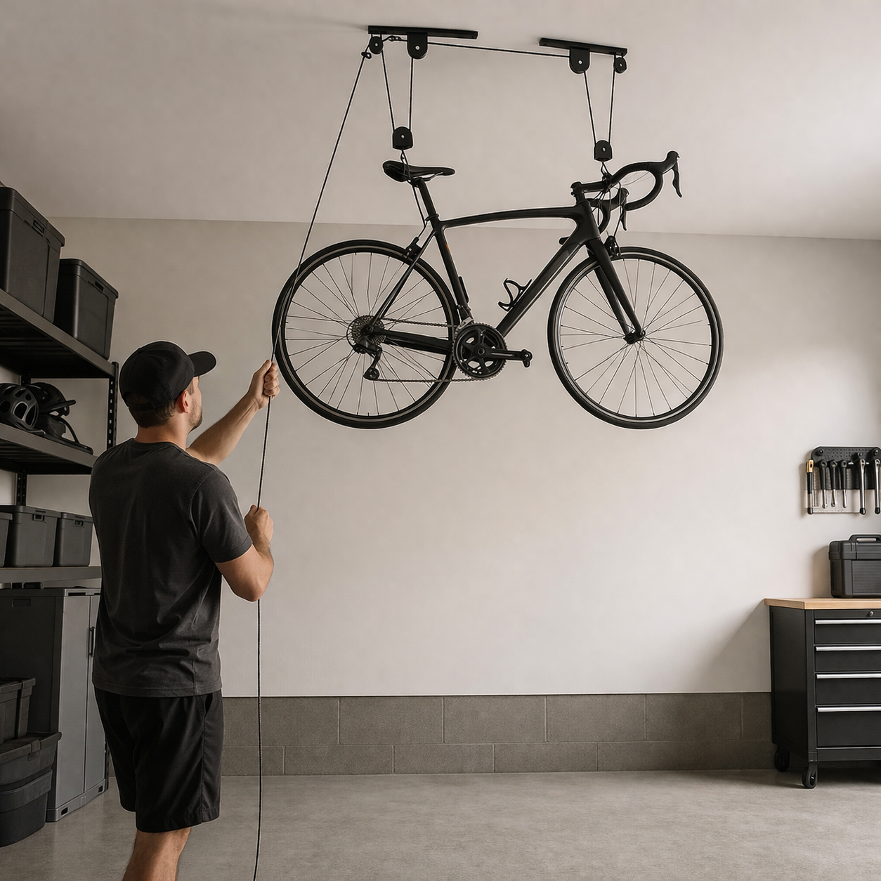 PlafondFietsLift Pro – Ruimtebesparend Katrol Ophangsysteem