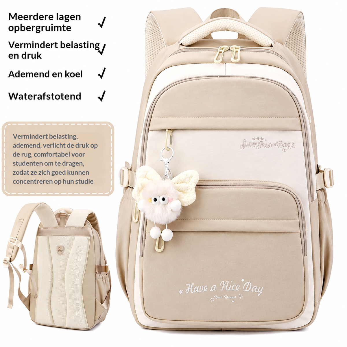 Driedelige Schooltas Set met Cartoonprint - Rugzak, Etui en Accessoires