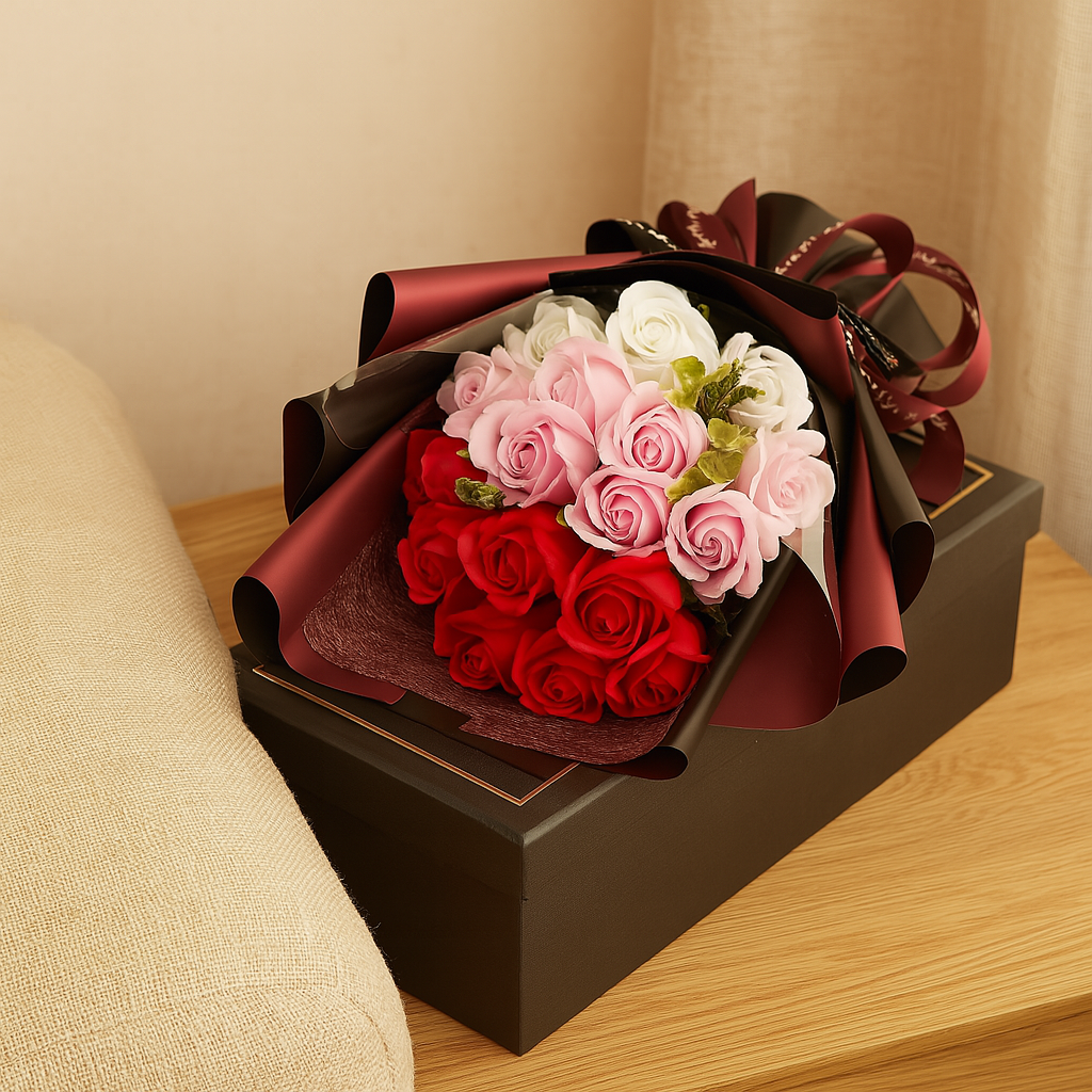 RoosLief zeepbloemen – Duurzaam romantisch boeket met geur en elegantie