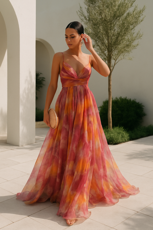 FloraBreeze Flowy Zomerjurk met Bloemenprint en Open Rug