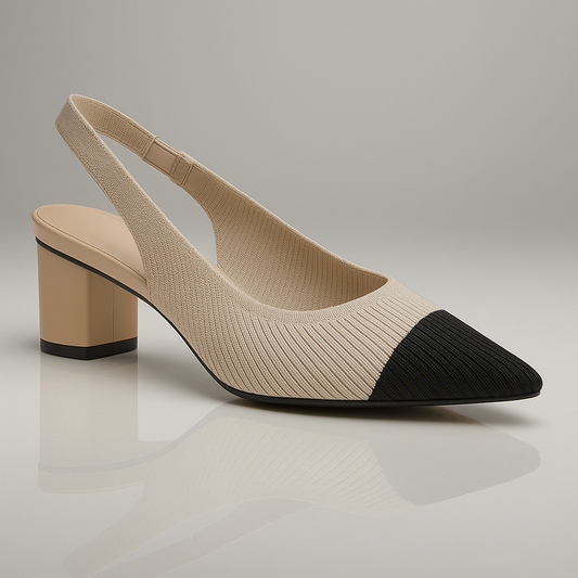 Eleganza Puntige Slingback Hakken met Blokhak en Comfortband