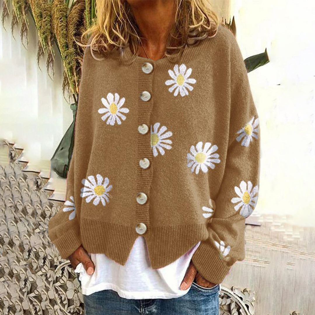 Claire - Casual Gebreid Bloemenvest