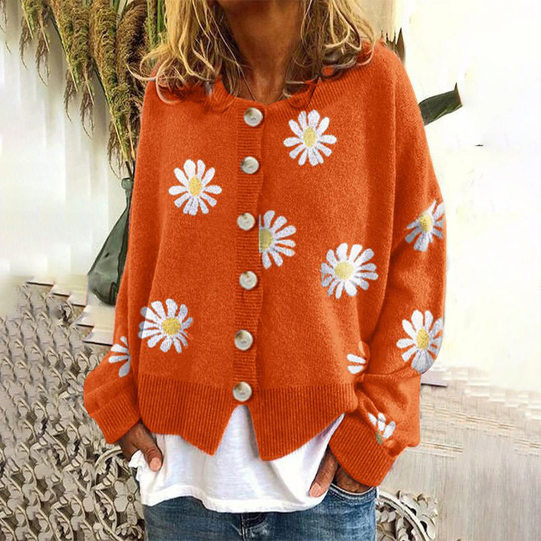 Claire - Casual Gebreid Bloemenvest