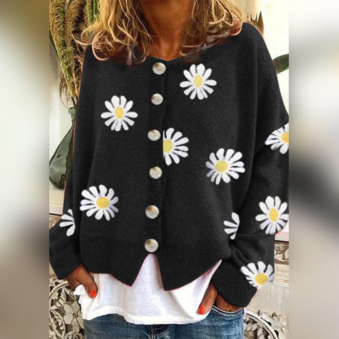 Claire - Casual Gebreid Bloemenvest