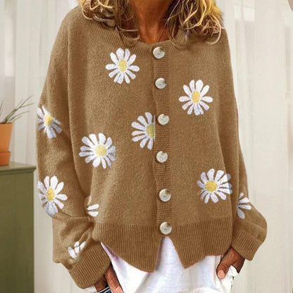 Claire - Casual Gebreid Bloemenvest