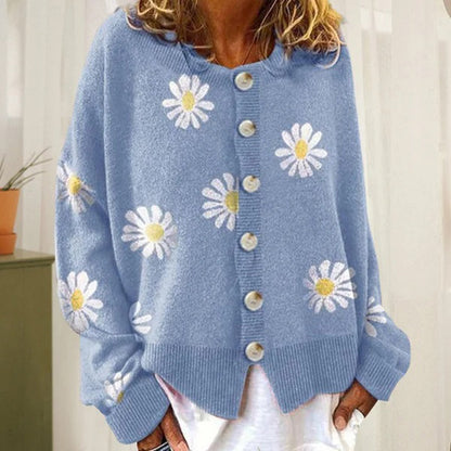 Claire - Casual Gebreid Bloemenvest