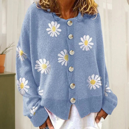 Claire - Casual Gebreid Bloemenvest