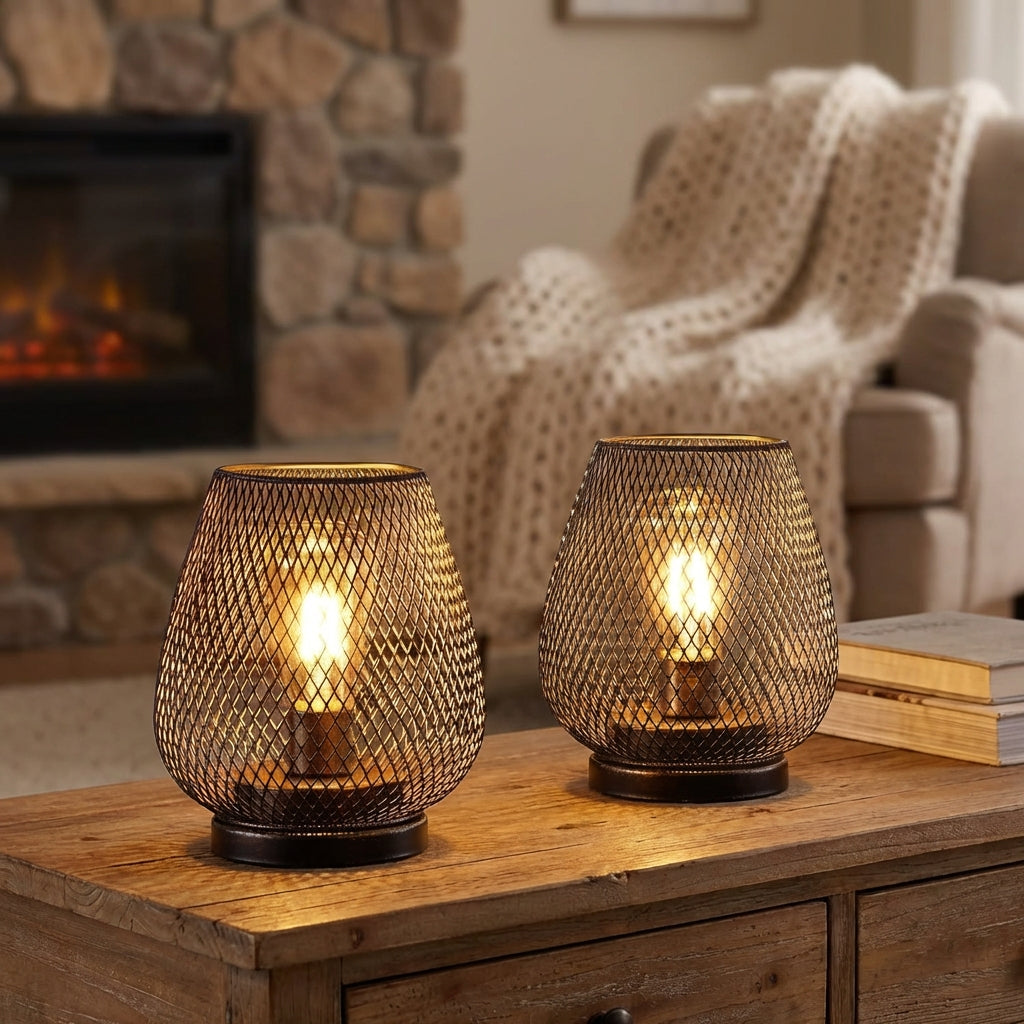Draadloze mesh tafellampen set – warmwit LED sfeerverlichting