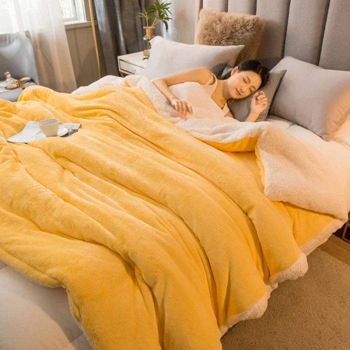 CozyNest Dubbelzijdige Wollen Deken – Flanel & Kasjmier Warmtedeken voor de Winter