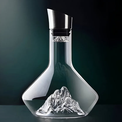 Kristallen Wijn-Dekanter met Bergkristal-Design | Handgemaakt loodvrij kristalglas | Lucht- & filtersysteem | 1500ml