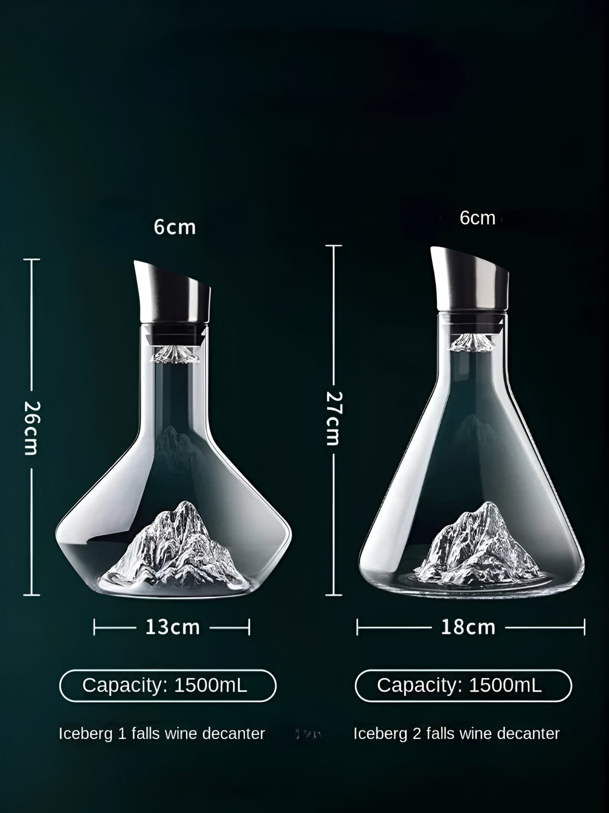 Kristallen Wijn-Dekanter met Bergkristal-Design | Handgemaakt loodvrij kristalglas | Lucht- & filtersysteem | 1500ml