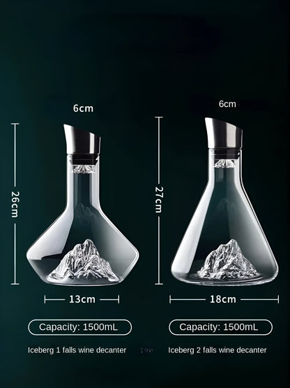 Kristallen Wijn-Dekanter met Bergkristal-Design | Handgemaakt loodvrij kristalglas | Lucht- & filtersysteem | 1500ml
