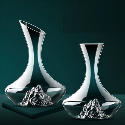 Kristallen Wijn-Dekanter met Bergkristal-Design | Handgemaakt loodvrij kristalglas | Lucht- & filtersysteem | 1500ml