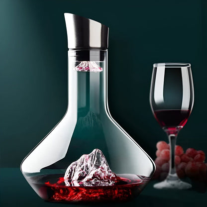 Kristallen Wijn-Dekanter met Bergkristal-Design | Handgemaakt loodvrij kristalglas | Lucht- & filtersysteem | 1500ml
