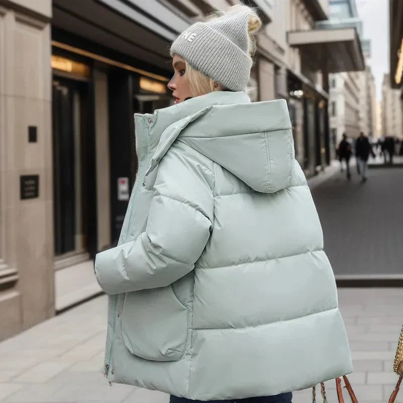 Dames Gewatteerde Waterdichte Winterjas met Capuchon