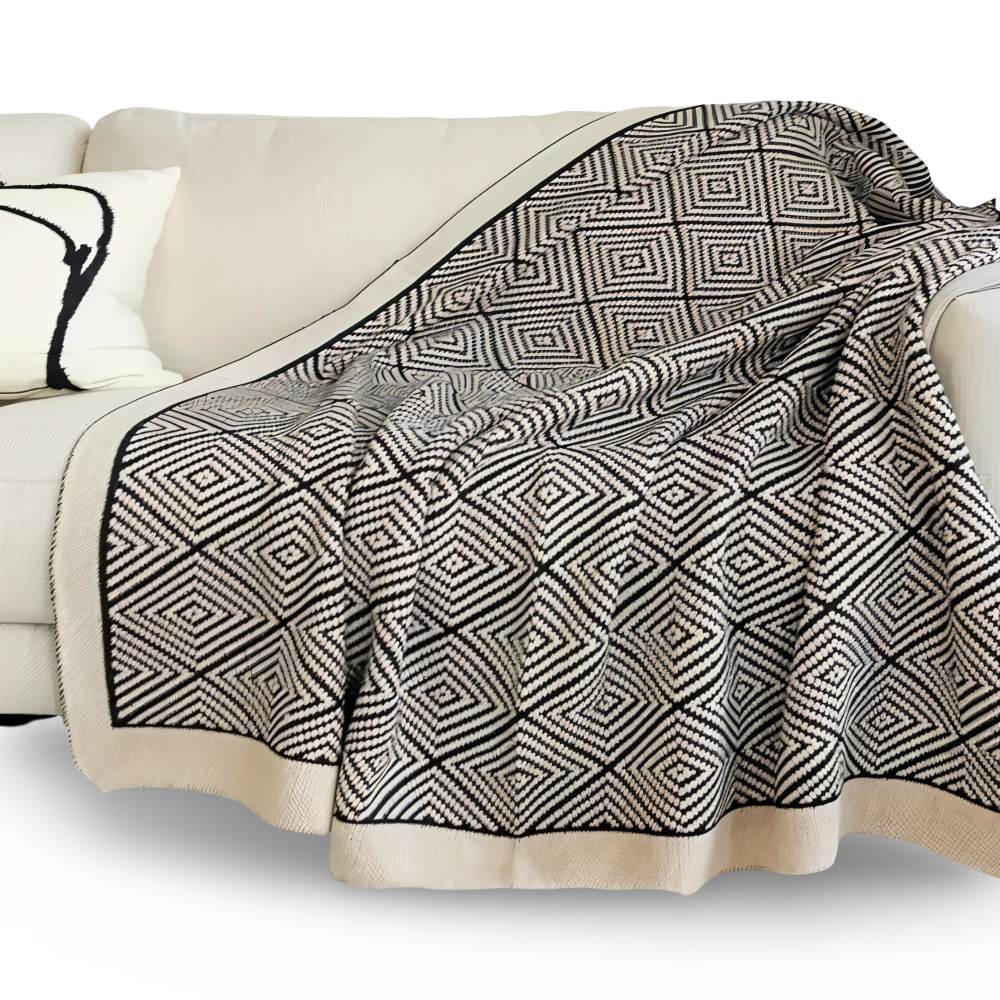 GeoComfort Fleece Deken – Zacht Lichtgewicht Polyester met Moderne Print