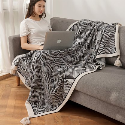 GeoComfort Fleece Deken – Zacht Lichtgewicht Polyester met Moderne Print