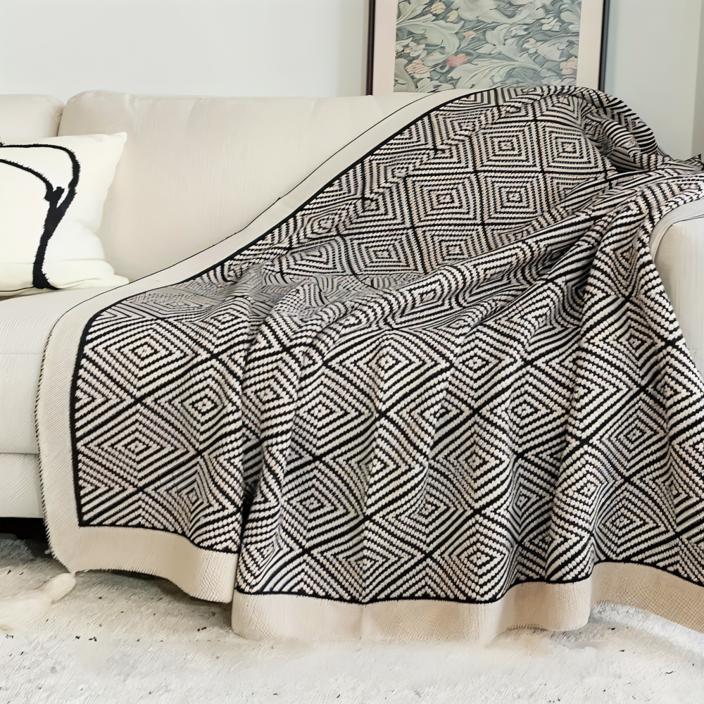GeoComfort Fleece Deken – Zacht Lichtgewicht Polyester met Moderne Print